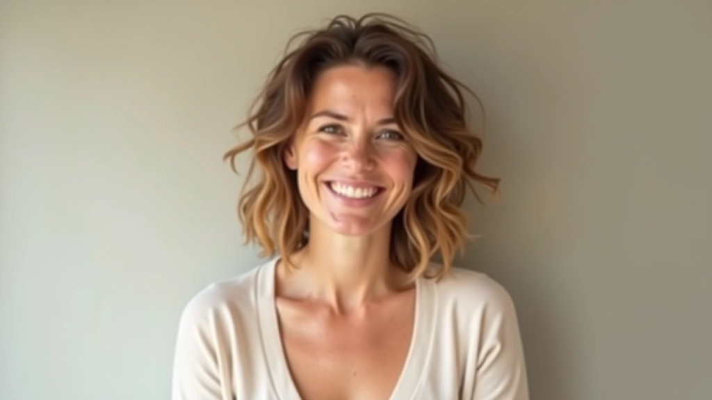 Professional portrait of female co-facilitator with welcoming expression, bright lighting, approachable demeanor