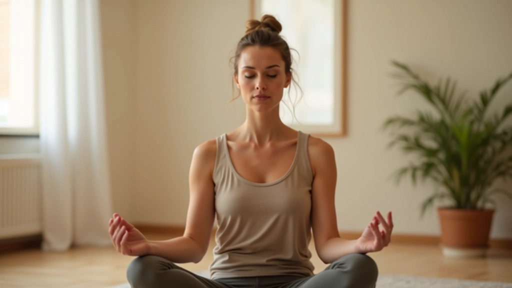 Woman in peaceful reflection during a forgiveness workshop session, natural daylight, calm supportive environment