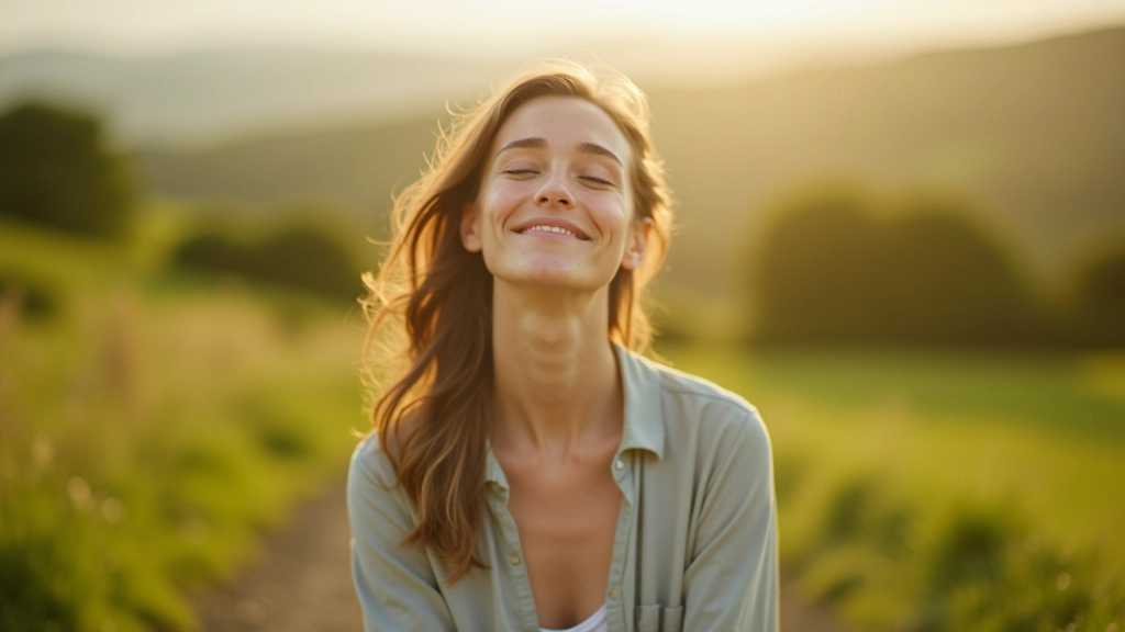 Person in peaceful meditation outdoors in natural light